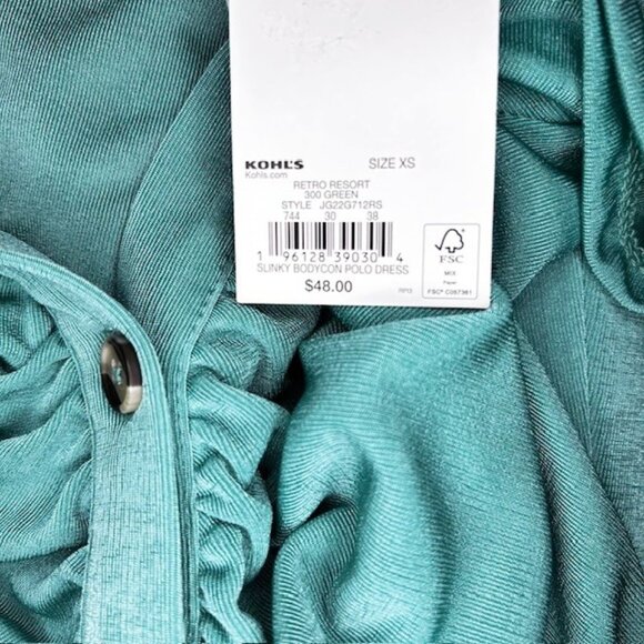 SO Slinky Bodycon Polo Dress Green Size XS New with Tags - Picture 7 of 8